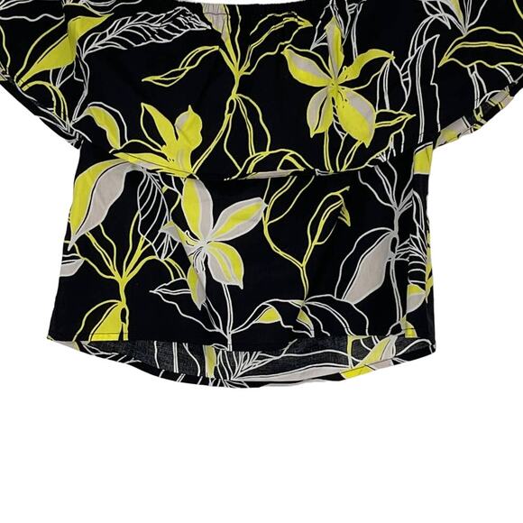 NEW Splendid Black Neon Yellow Tropical Floral Off the Shoulder Top Size XS - Picture 7 of 9